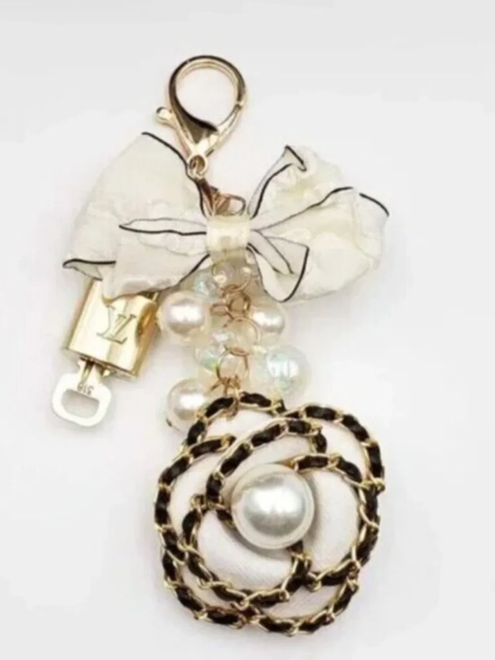 Louis Vuitton Gold Lock 🔒 Authentic LV Key + Unbranded Flower Baag Charm